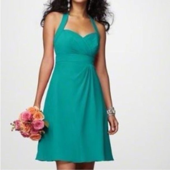Alfred Angelo Emerald Green Halter Formal Dress Bridesmaid Size 6 - Picture 2 of 10